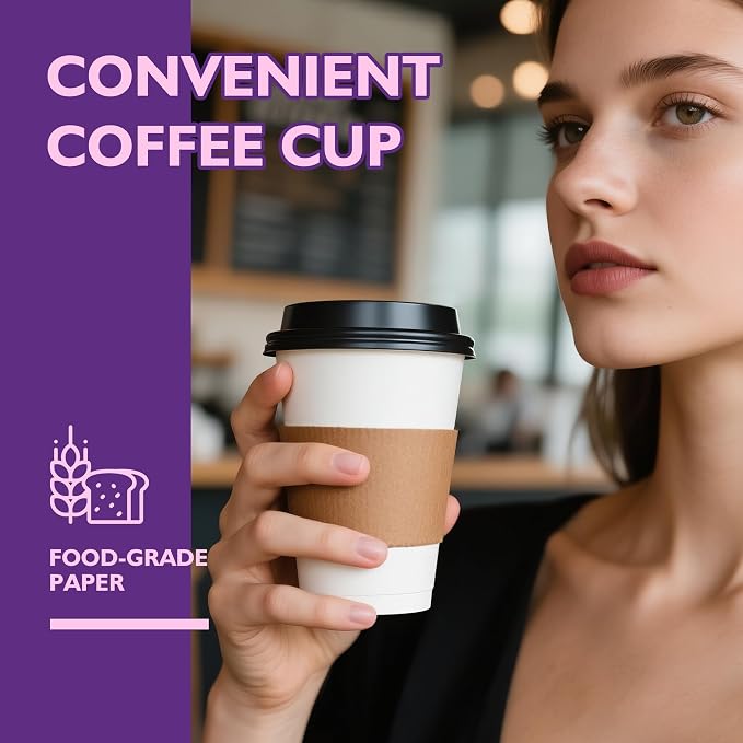 12 oz 100 Pack Disposable Coffee Cups - Image 3