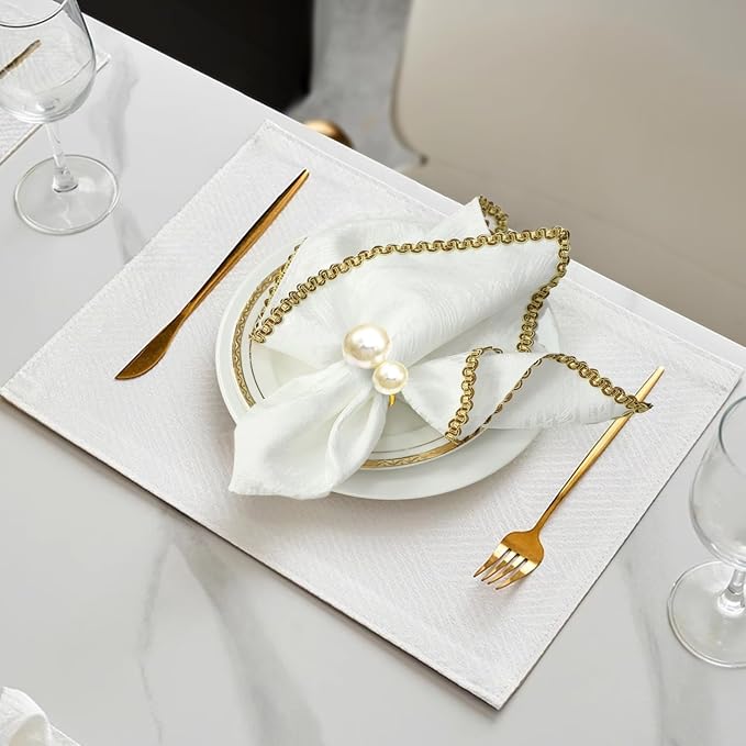 Napkin Rings - Pearl Gold Napkin Rings Set of 6 - Image 4