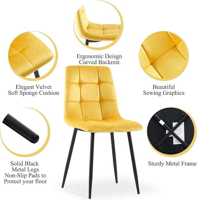 Set of 6 Upholstered Home Chair Armless Ergonomic Dining Chair with Back Design,Soft Cushion Living Room Chair with Metal Legs for Dining Room,Stores,Kitchen