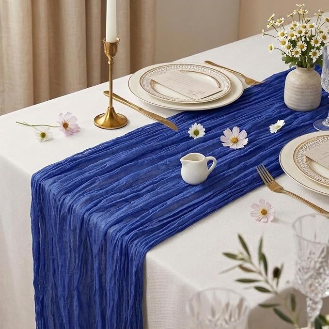 10 Pack Royal Blue Cheesecloth Table Runner 9FT Boho Gauze Fabric Table Runner - Image 3