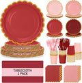 Burgundy Plates and Napkins Party Supplies by Qyntelix