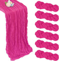 6 Pack Hot Pink Cheesecloth Table Runner 35 x 120 Inch by Pepmily
