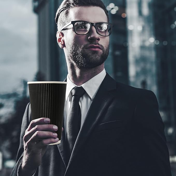 JollyPack Disposable Paper Coffee Cups, 16 oz, 60 Pack, Insulated Ripple Wall - Image 9