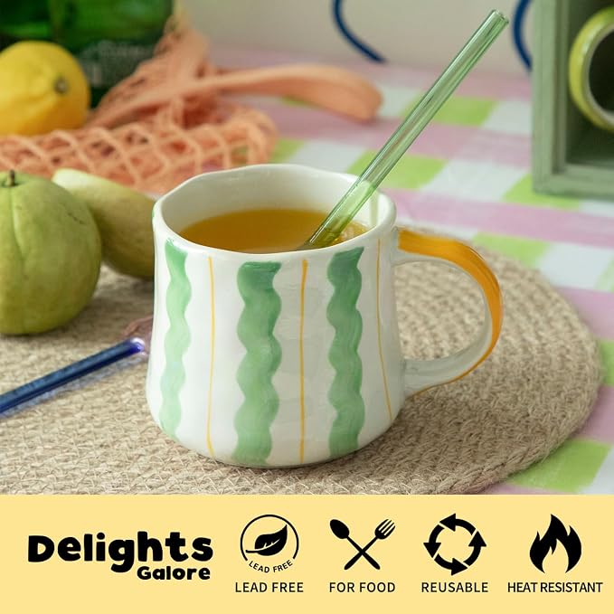 Striped Ceramic Coffee Mug Set of 4 - Image 3