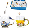 Tea Cup Glass Coffee Mugs, Fancy Tea Cup Set Birthday Christmas Valentine's Day by DUMVOIN