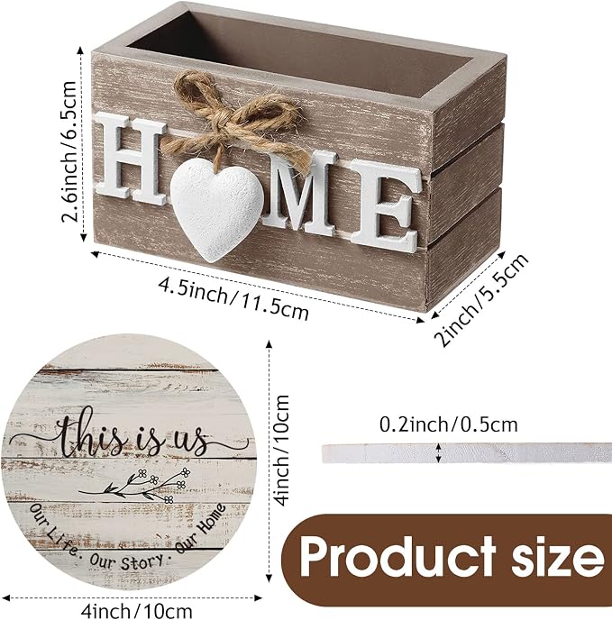 Queekay Coasters Set of 6 House Warming Gifts New Home Wooden Farmhouse Drink - Image 2