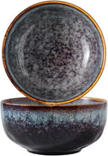 Serving Bowls - 22 Ounce Bowls Set - Ceramic Bowl Set of 2-5.75 inch Salad Bowls - Soup Bowls - Cereal Bowls for Kitchen, Speckled Black Purple