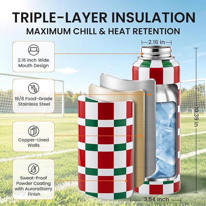 RAYMYLO Insulated Water Bottle 40 oz, Triple Wall Vacuum Stainless Steel | - Image 6