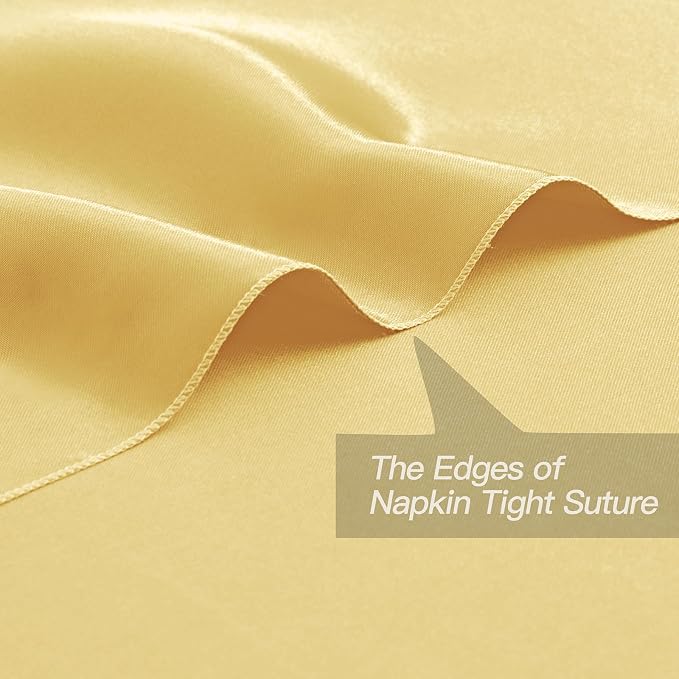 P Pothuiny 24 Pcs Gold Satin Napkins 17 x 17 Inch, Satin Cloth Napkins | Square - Image 3