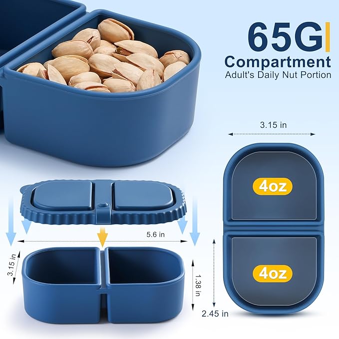 3 Pack Silicone Reusable Snack Containers - 8 oz Double Compartment Snackle Box - Image 2