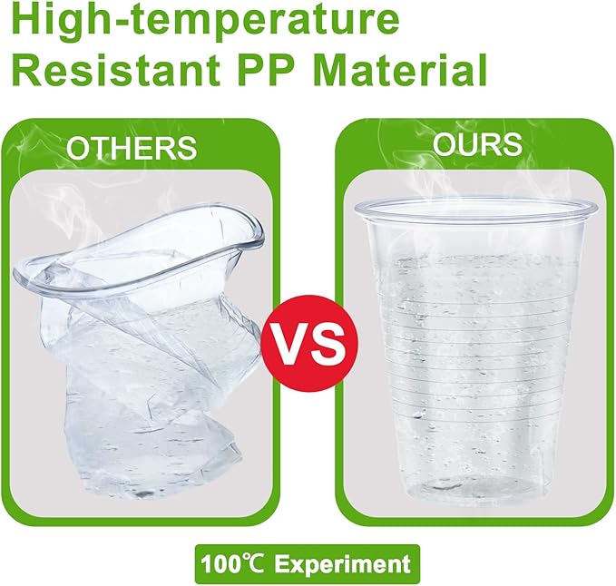 500 Pack 9 oz Plastic Cups, Disposable Drinking Cups, Water Cups Plastic Clear Cups for Party, Wedding, Graduation, Travel, Holiday, Events, Birthday,Cold,Hot