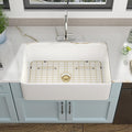 33 Farm Sink White - Fulorni 33"x20" Farmhouse Kitchen Sink Flat Apron Front White Ceramic Porcelain Fireclay Single Bowl Farmer Style Basin