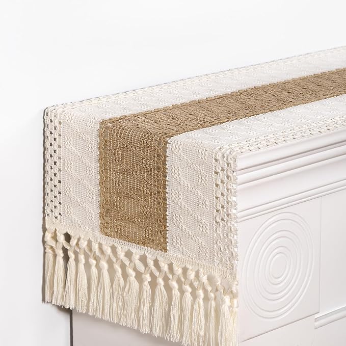 DeZerlor Boho Macrame Table Runner Spring Easter Farmhouse Woven Table Runner - Image 6