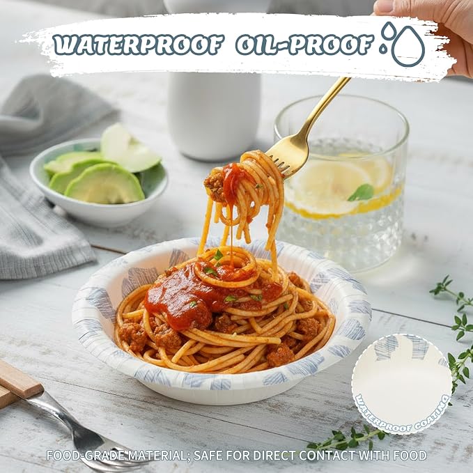 30 Pack Paper Bowls, 16 Oz Disposable Soup Bowl, Heavy Duty Printed Disposable - Image 3