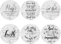 Marble Grey Christian Bible Verses Coasters Set of 6 Coasters by Unknown