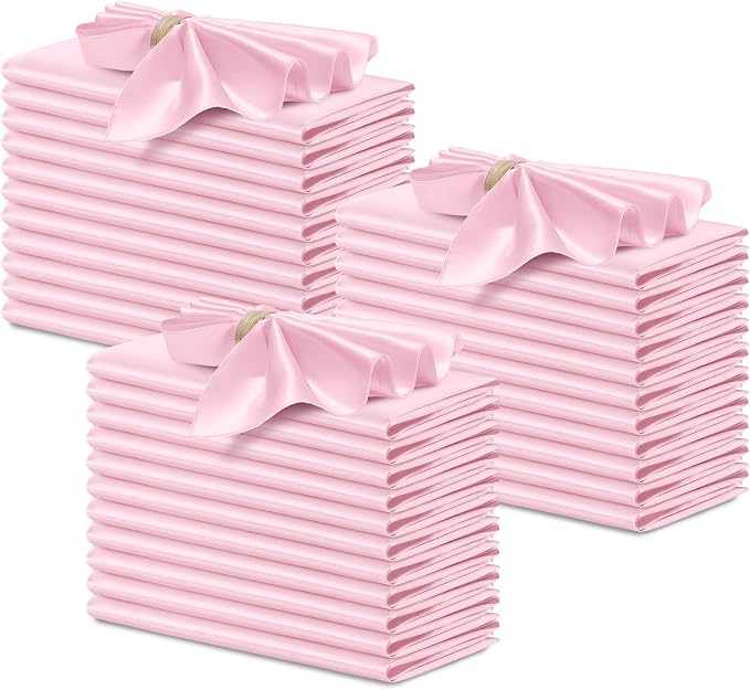 P Pothuiny 50 Pcs Pink Satin Napkins 17 x 17 Inch, Satin Cloth Napkins | Square by P+Pothuiny
