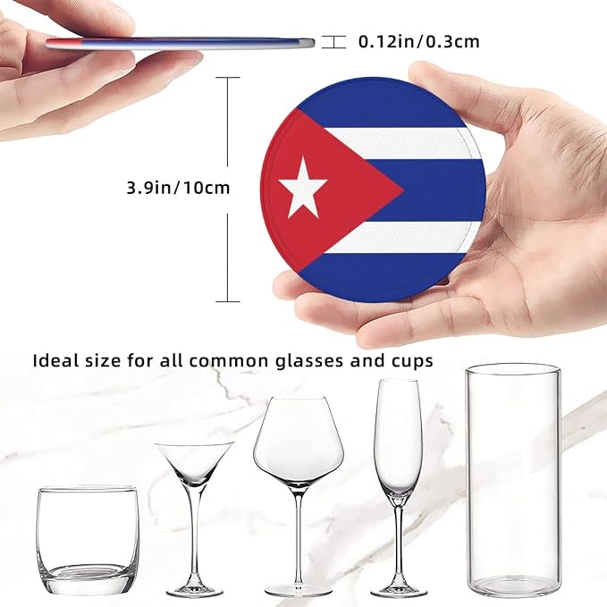 6 Pack Cuba Flag Leather Coaster - Image 4
