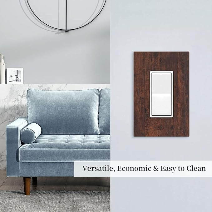 Outlet Covers Brown Red Rustic Wood Grain Retro Farmhouse 1 Gang Wall Plate Single Rocker Light Switch Cover Decorative GFCI Receptacle Electrical Switchplate for Farmhouse Cabin Decor（2 Pack）