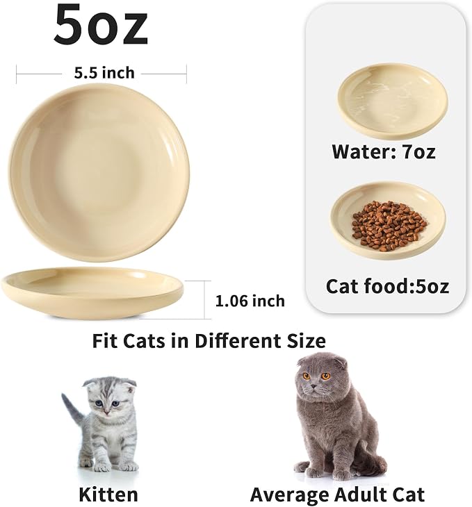 3 PCS Ceramic Cat Bowls, 5.5 in Pet Food Bowl Cat Dishes - Image 2