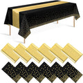 12 Pack Black and Gold Tablecloth and Table Runner Set Party Decorations by Zachely