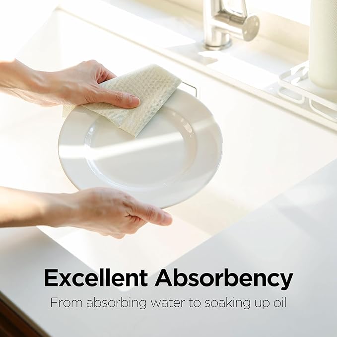 Meekly Daily Dish Cloth Cleaning Scrubber Sheet, Multi-Purpose Reusable Disposable Tear-Off Roll, Durable Washable Fast Dry Kitchen Towel for Kitchen Home Cleaning Use (30 Sheets) (Light Grey)