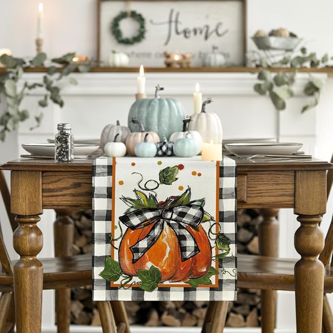 Artoid Mode 210 GSM Fall Table Runner 13x108 Inch Home Party Decor | Pumpkin - Image 2