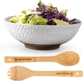 Wotalation Handmade Ceramic Large Serving Bowls, Salad Bowl set. Modern Kitchen Dishes for Dinner, Fruit, Salad. Oven, Dishwasher Safe, Vanilla White (2, 9.5“)