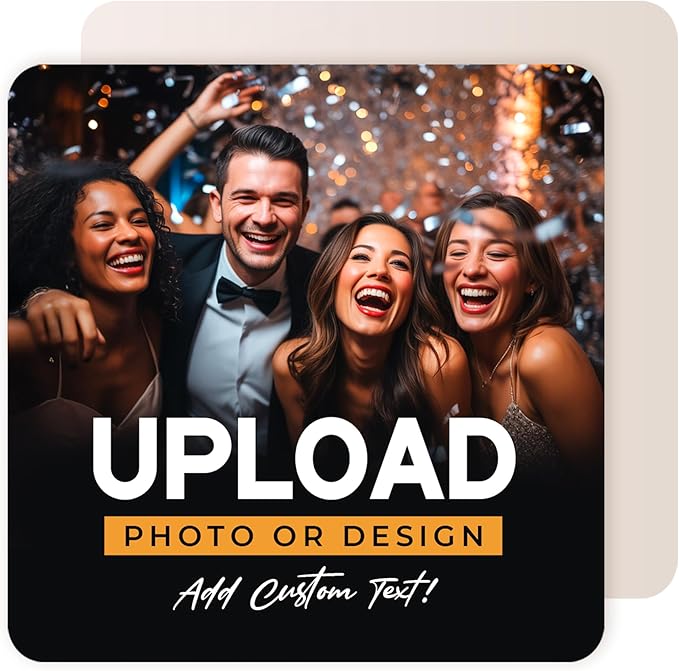 40 Pack Personalized Drink Coasters, Custom Cardboard Coasters with Photo and Text, Design Your Own Coaster for Events, Parties, Bars, and Unique Gifts, 3.95" Round, Design 7