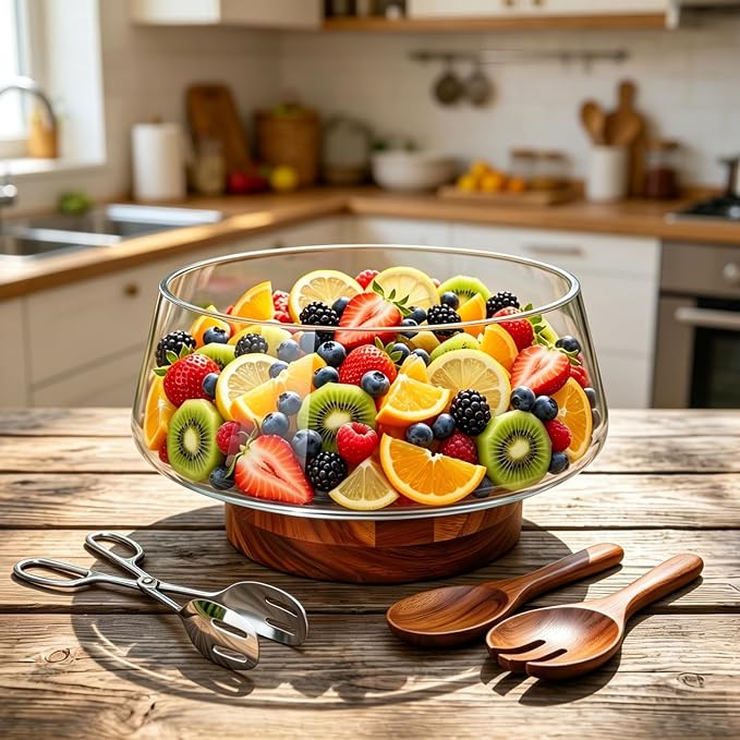 Large Glass Salad Bowl Set - Image 8