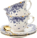 TATSUMI Country Roses Bone China Tea Cup and Saucer Set, 6 Pieces, Vintage Style by TATSUMI