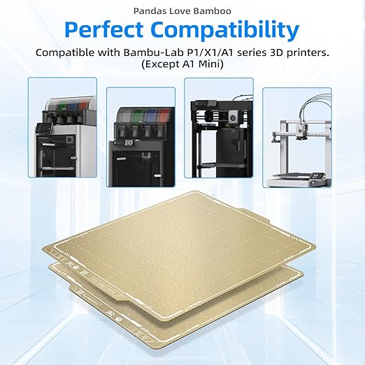 BIQU PyroGrip Double Side Textured PEI Build Plate for Bambu-Lab P1P P1S P2S X1C X1E A1 3D Printers 257x257mm PEI Spring Steel Build Plate Flexible Sheet Print Bed Removable Surface Platform