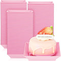 Zhehao 100 Pcs Plastic Dessert Appetizer Plates Disposable, 3.6 x 3.6 Inch Small Square Plastic Dessert Cake Plate for Party, Valentine's Day Wedding Birthday Bridal Baby Shower Supplies (Pink)