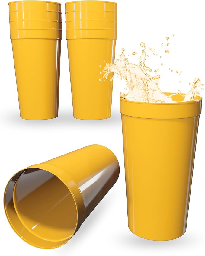 PartyPrints 10 Pack 32 oz Yellow Blank Plastic Cups, Colored Plastic Drinking & by PartyPrints