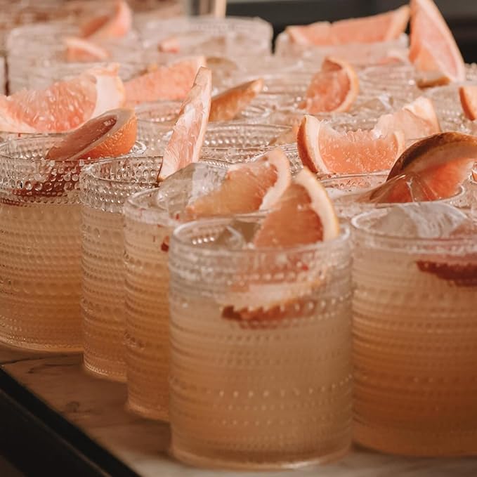 ZOOFOX Set of 6 Romantic Water Glasses, 12 oz Hobnail Glasses Tumbler - Image 9