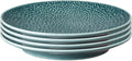 Denby - Carved Green Medium Plates Set of 4-9 Inch - Dishwasher Microwave Oven Safe - Uniquely Textured Porcelain Medium Plate - Scratch Chip Resistant