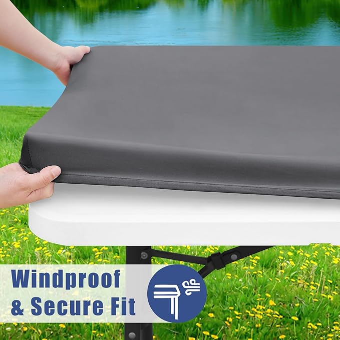 Spandex 6 Foot Rectangle Table Cloth 2 Pack, Elastic Fitted Tablecloths for Picnic, Stretch Washable Patio Table Cover for Outdoor, Camping, Banquet and Parties (Grey, 30"x72")