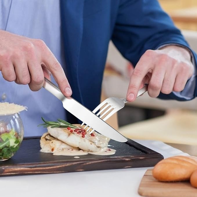 LIANYU 20-Piece 18/10 Flatware Set, Stainless Steel Fancy Silverware Cutlery Set - Image 7