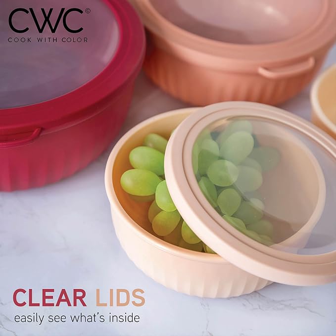 COOK WITH COLOR Prep Bowls with Lids- Wide and Deep Nesting Plastic Small - Image 6