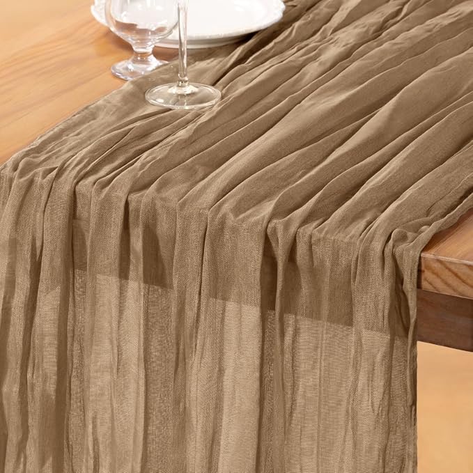 DeZerlor Nude Cheesecloth Table Runner 1 Pack Fall Runner | 120Inch Gauze by DeZerlor