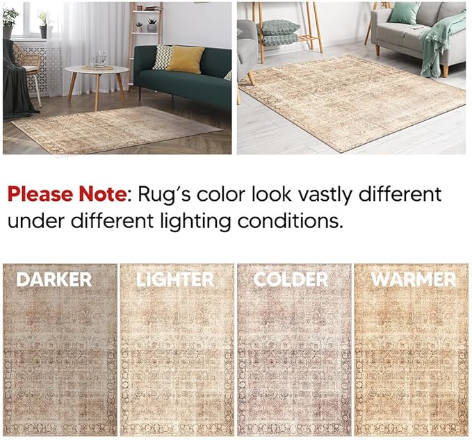 Keen Home Design 2x3 Rug - Machine Washable Entry Rug with Non-Slip Backing, Ideal for Enteryway, Kitchen, Bathroom, Laundry Room - Vintage, Easy Clean, Durable, Low Pile - (2' x 3')