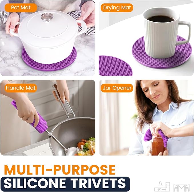 Silicone Trivet Mats 4 Heat Resistant Pot Holders Multipurpose Non-Slip Hot Pads - Image 3