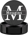 Personalized Coasters, Custom Set of 6 Leather Coaster by Mougins