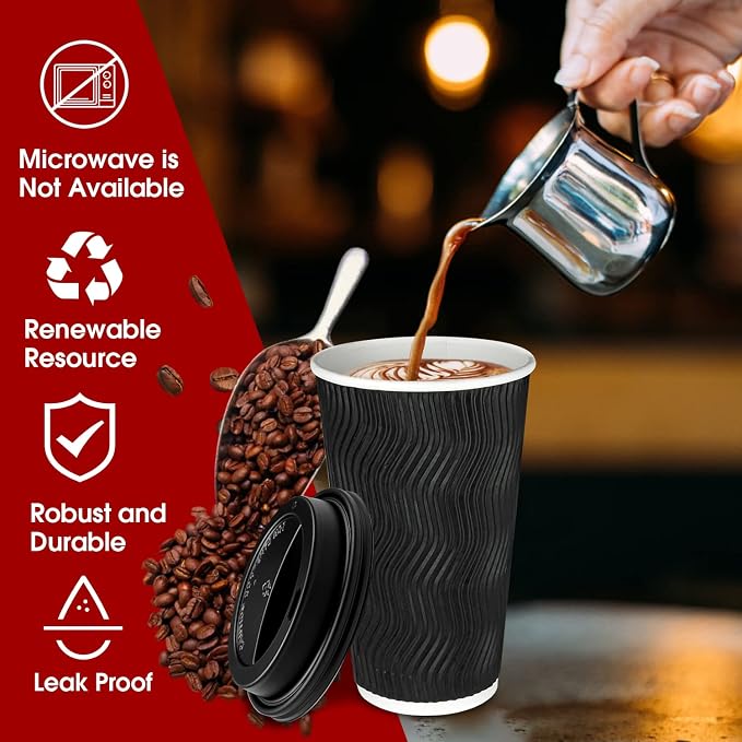 Ginkgo 100 Pack 16 oz Disposable Insulated Coffee Cups - Image 3
