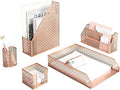 BLU MONACO | Rose Gold Desk Organizer Set | 6 Piece Metal Office Desk Organizer by Blu_Monaco