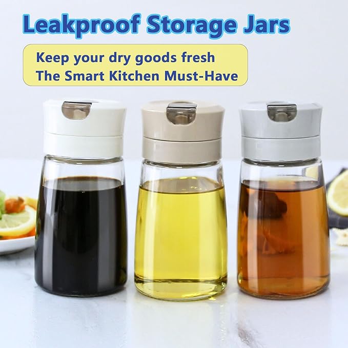 Simple Style Leak-Proof Glass Cruet Bottle 420ml, Oil & Vinegar Dispenser with Sealed Pour Spout, Wide Mouth, Easy to Clean, Kitchen & Dining Essential