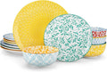 vancasso SELENE Plates and Bowls Set for 4, 12 Pieces Dinnerware Sets, Mircowave and Dishwasher Safe Dishes Set, Porcelain Pastel Dinnerware