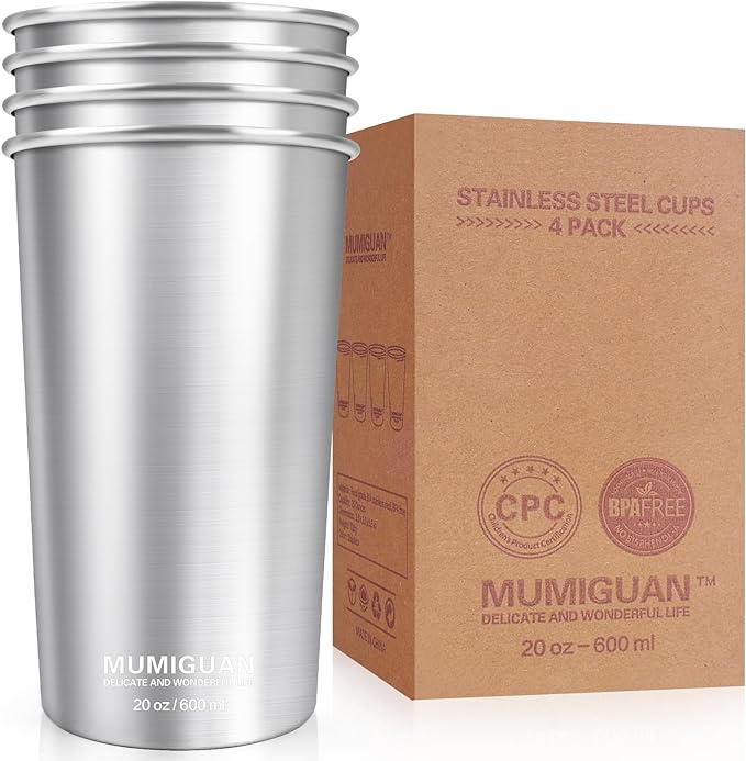 Stainless Steel Cups 20oz/600ml, Stainless Steel Pint Tumbler | Camping by MUMIGUAN