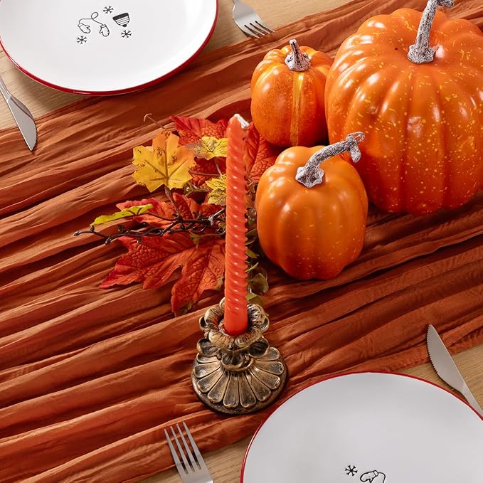 Terracotta Cheesecloth Table Runner 120 Inches 10 Ft Gauze Table Runner | - Image 6