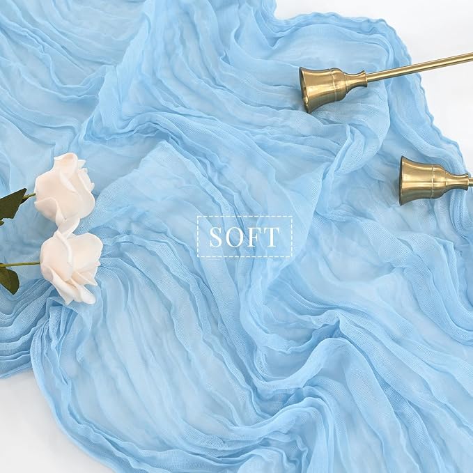 6 Pcs Baby Blue Cheesecloth Table Runner 10FT Runner - Image 4