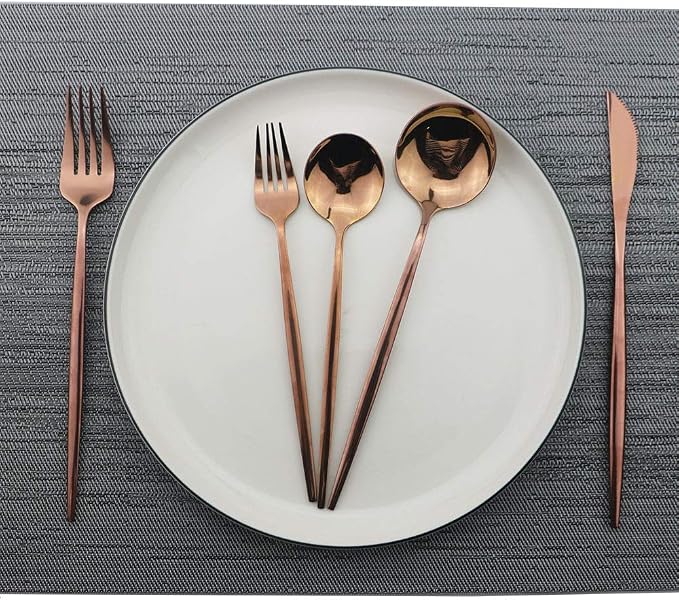 Rose Gold Silverware Set, JASHII 30-Piece Stainless Steel Flatware Cutlery Set - Image 3